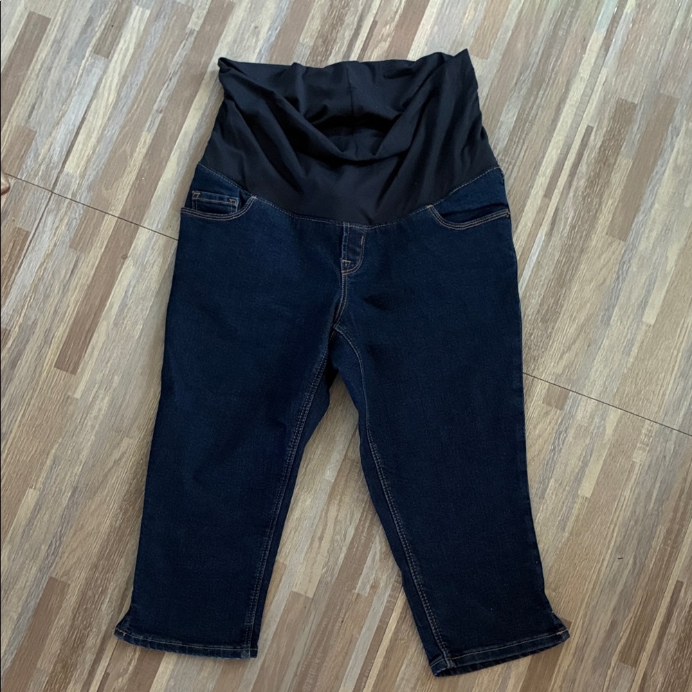 Old Navy Women's Dark Blue Maternity Cropped Jeans